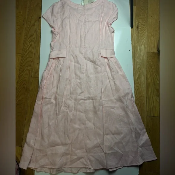 Lintico Alexa 100% Linen Natural Summer V-Neck Dress - Picture 5 of 6